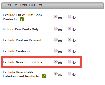 non returnable option in preferences